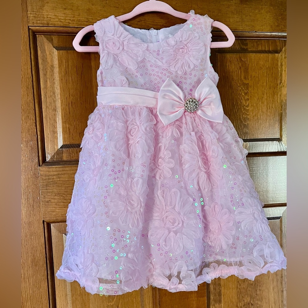 Charming Pink Floral Kids Dress with Bow